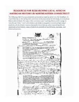 Resources For Researching Local African American History In Northeastern Connecticut