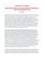 “Faithfully To Serve”: Jesse & Job Leason, African American Soldiers In The Revolutionary War